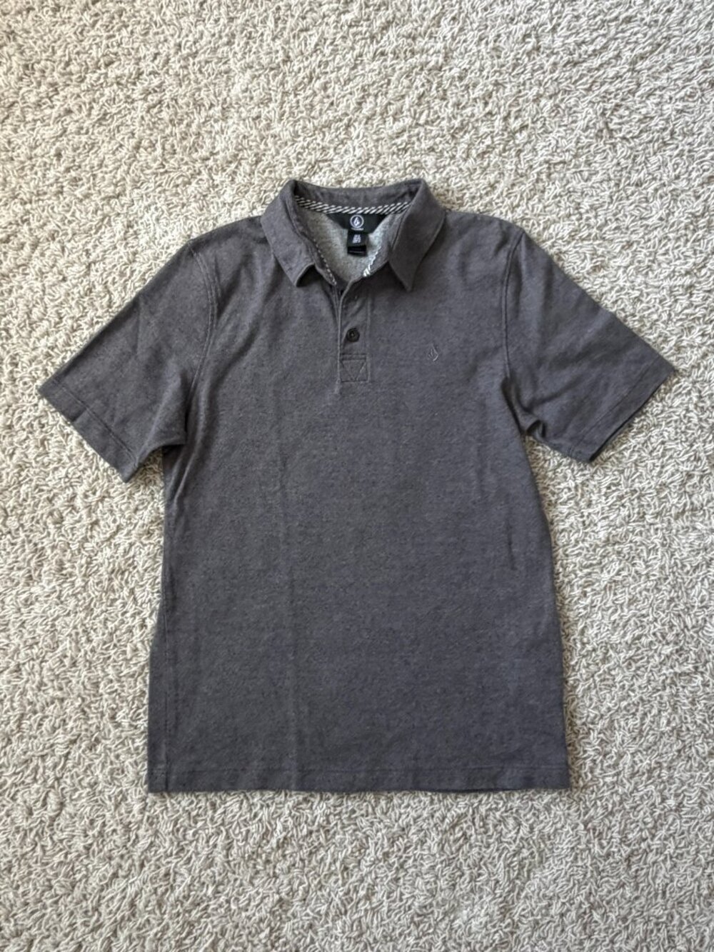 Volcom Boys Polo Shirt Short Sleeve Dark Gray Size S
